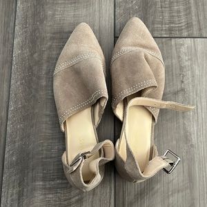 Nine West tan mules with ankle strap